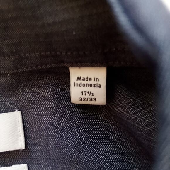 Calvin Klein Mens Button Up Shirt Size 17.5 32/33 Blue Non Iron Career Preppy - Picture 4 of 8